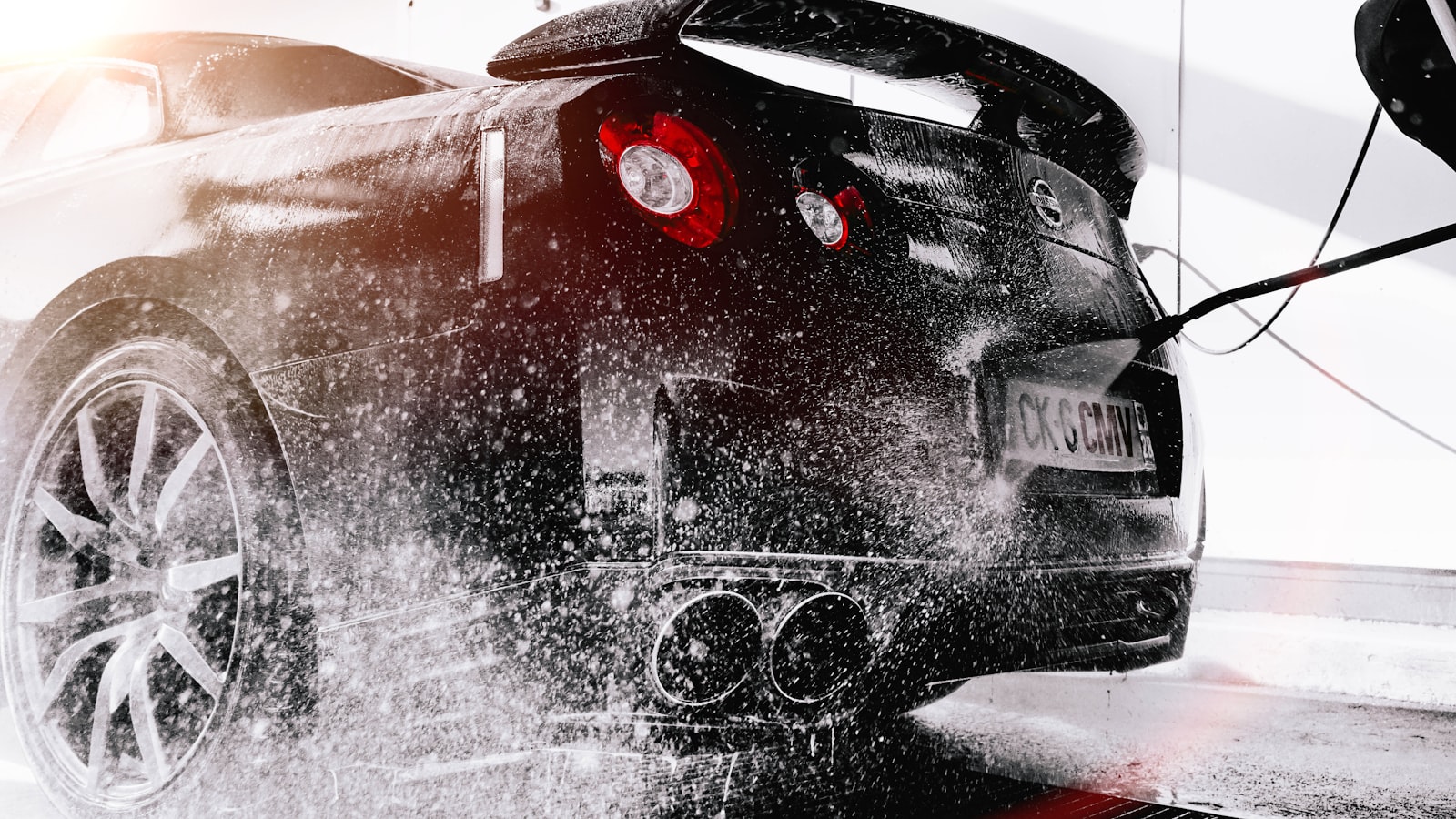 Water beading on a freshly sealed car